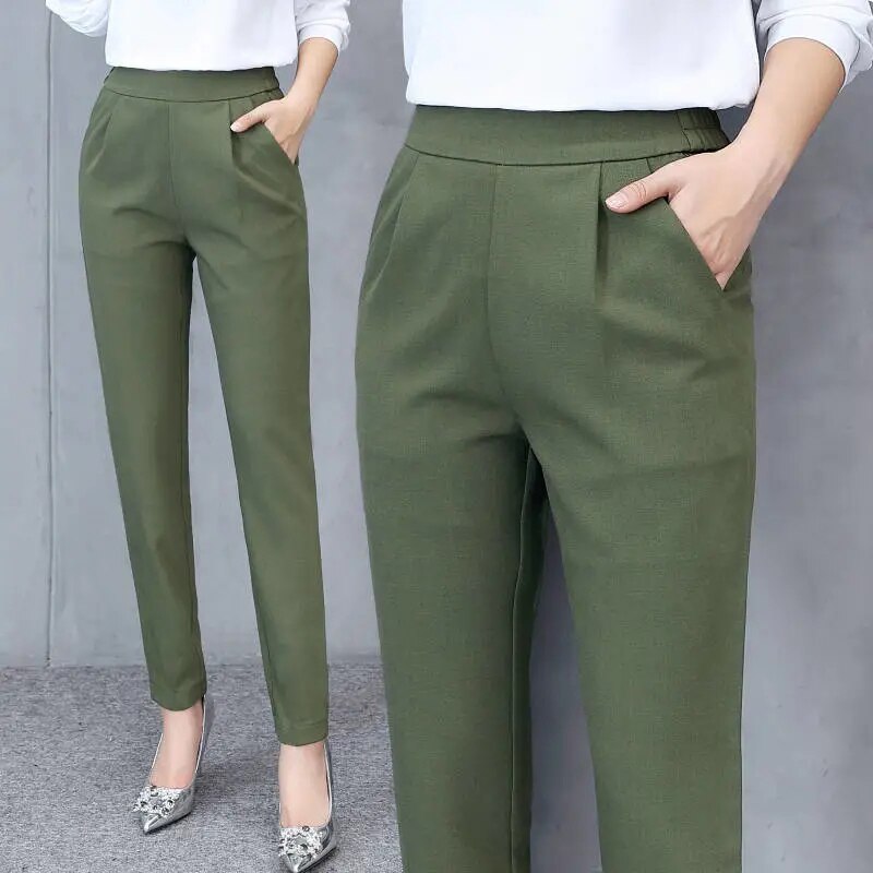 Pantalones elegantes de oficina para mujer, pantalón de trabajo